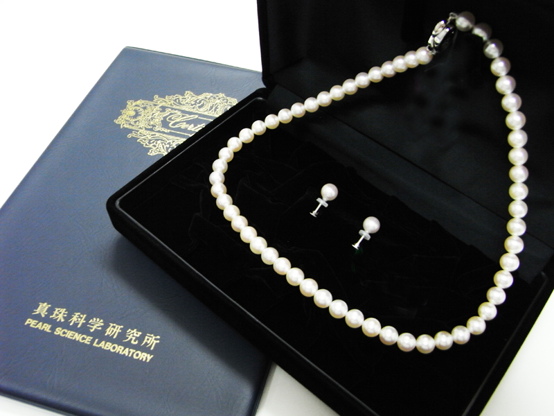オーロラ花珠あこや本真珠パール ネックレス 7.0~7.5mm＋イヤリング 